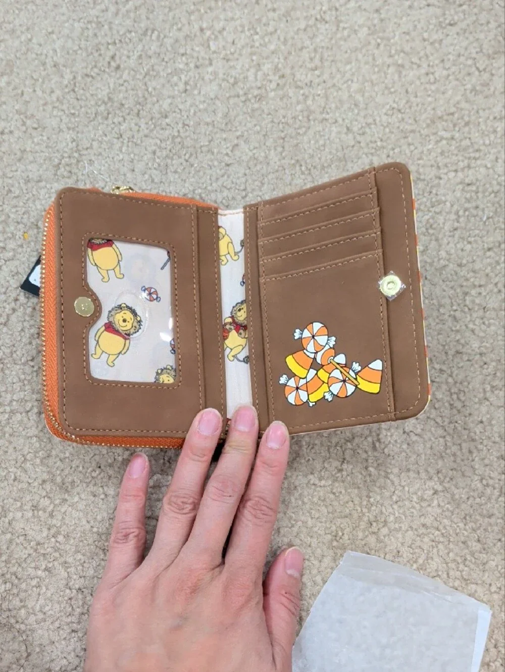 Her Universe Beige Orange Candy Corn Winnie the Pooh Pumpkin Wallet